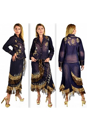 2 PC DENIM SEQUINED AND BEADED ...